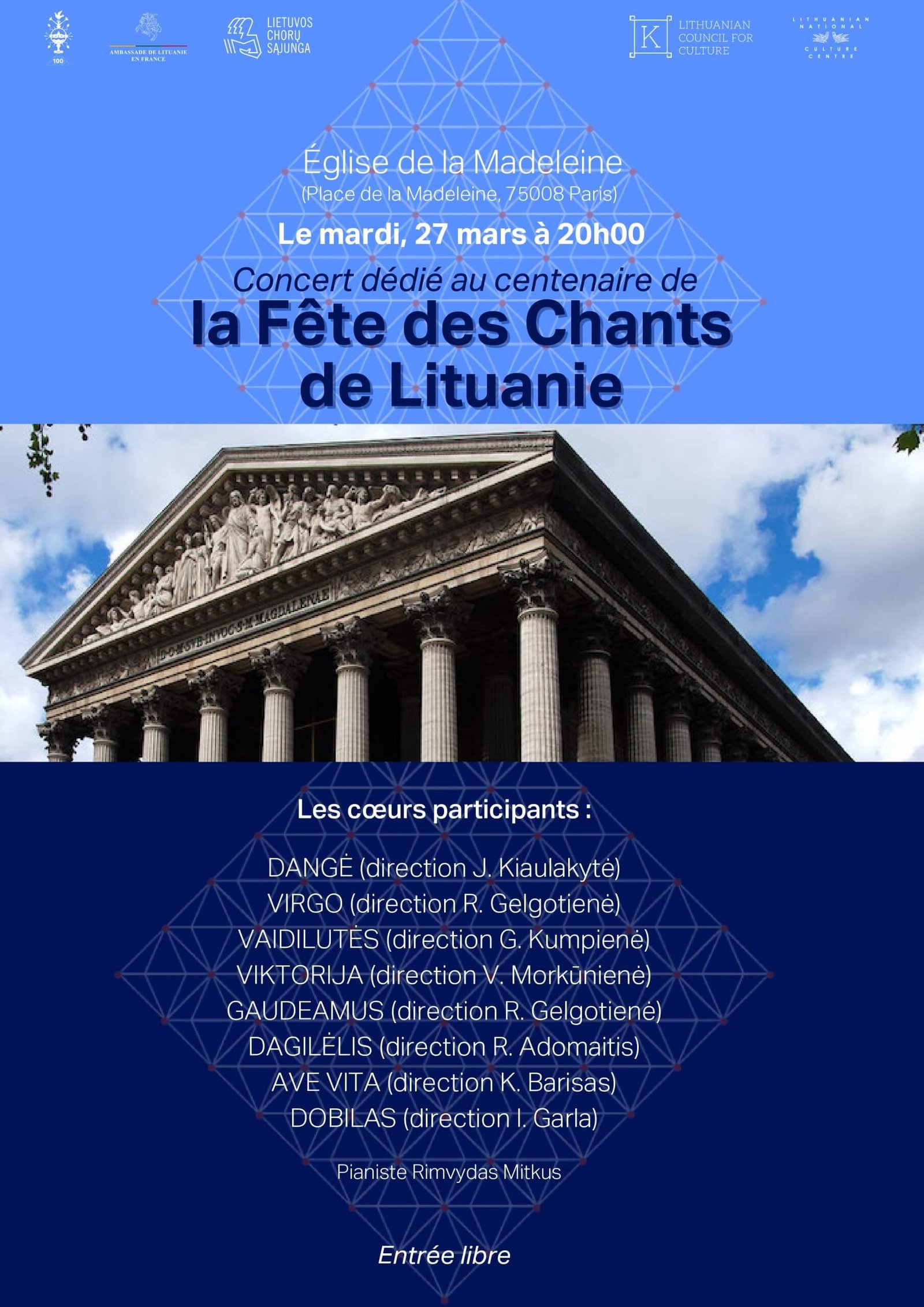 Lietuvių atliekama muzika skambės Paryžiaus Madeleine bažnyčioje