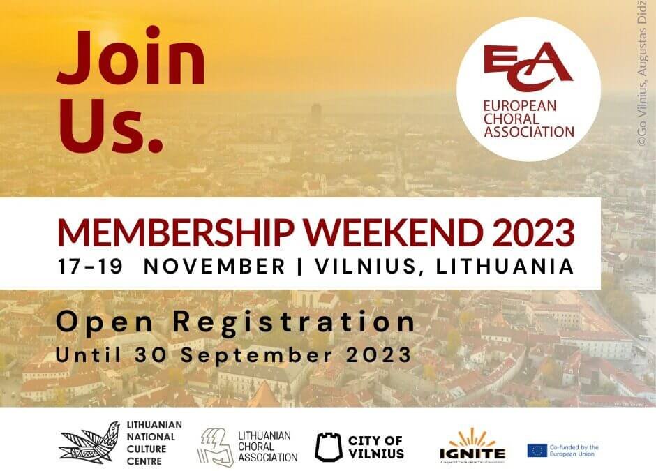 Kviečiame registruotis į Europos chorų asociacijos Generalinę asamblėją Vilniuje